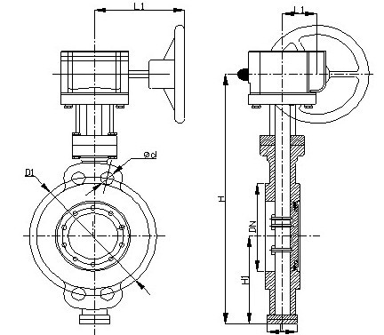 对夹式蝶阀结构尺寸图