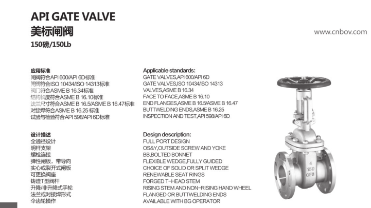 150LB美标闸阀结构尺寸